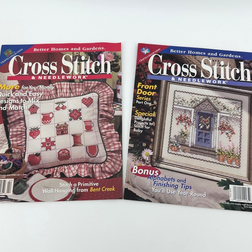 Better Homes and Gardens Cross Stitch & Needlework 1999 Feb Apr Exc. 2pk Vintge